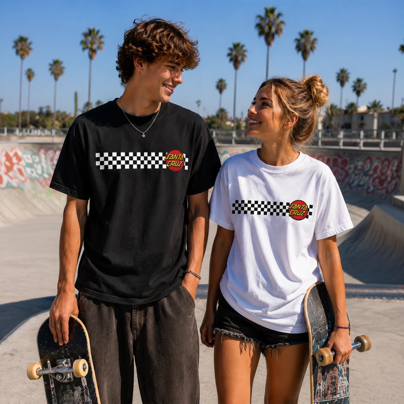 Santa Cruz Checkerboard Skate T Shirt Classic Skateboard Surf Streetwear