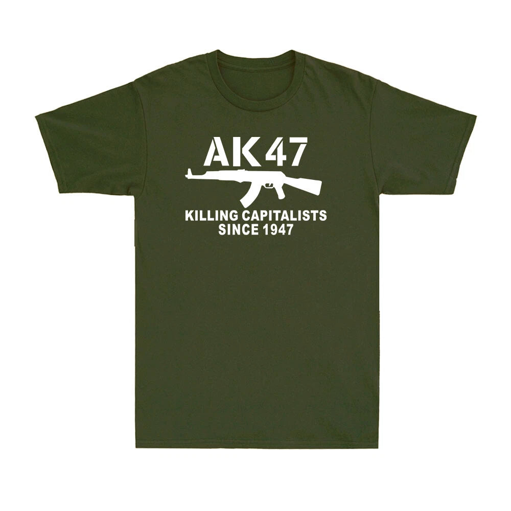 AK-47 Funny Political Weapons Cool Rude Gun Vintage Gift Men's Cotton T-Shirt