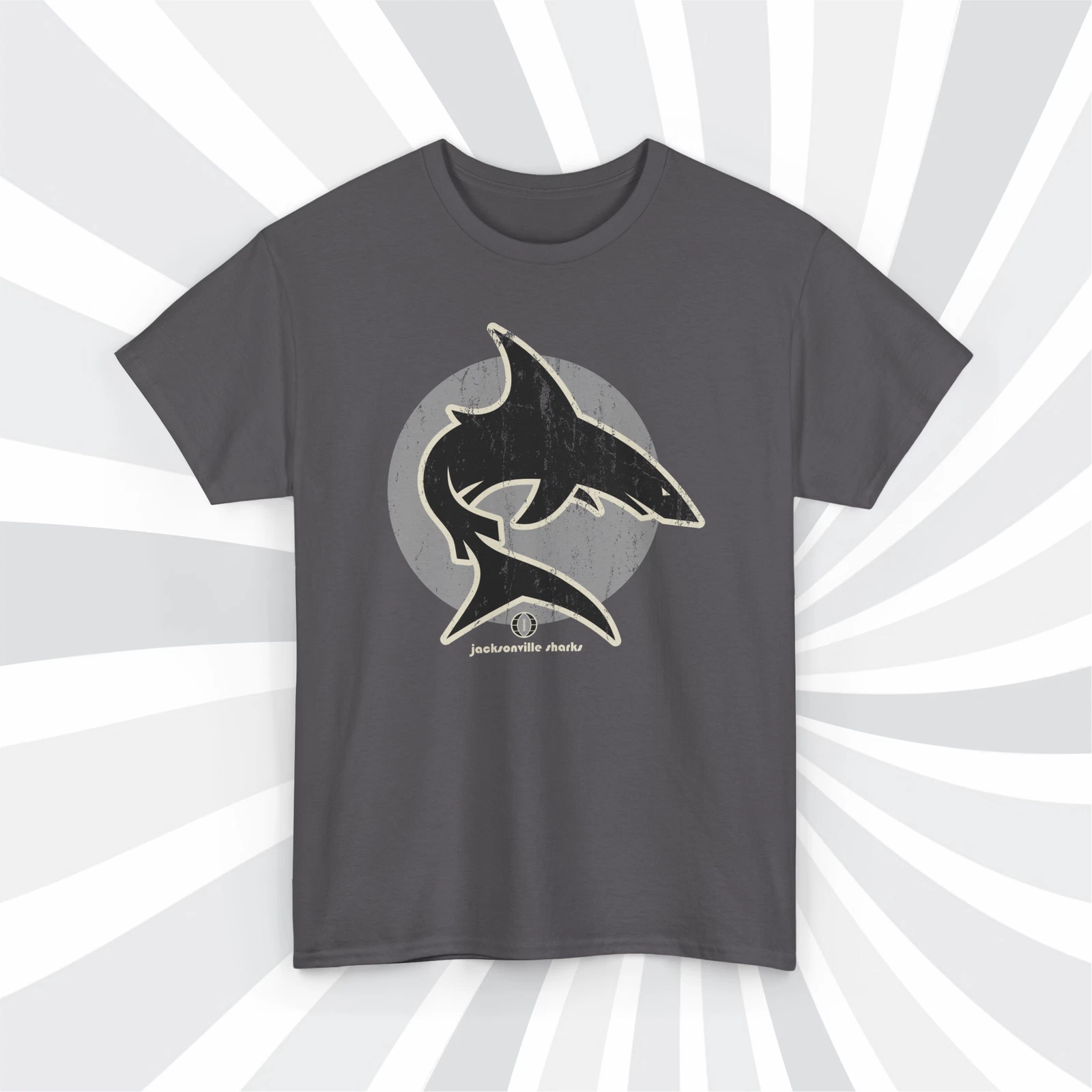 Jacksonville Sharks 1974 WFL Vintage Football Grunge Logo T-Shirt