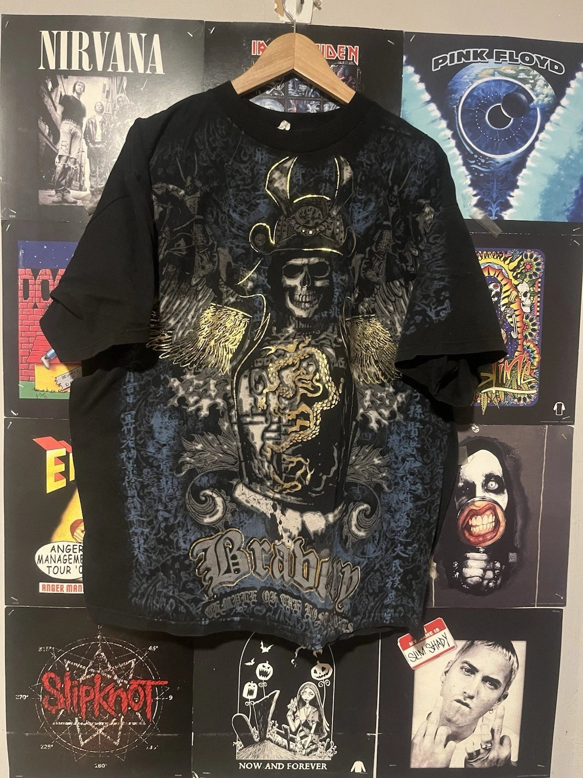 Vintage Y2K 2000’s Affliction Like samurai Skull Warrior tee shirt Men’s 2XL