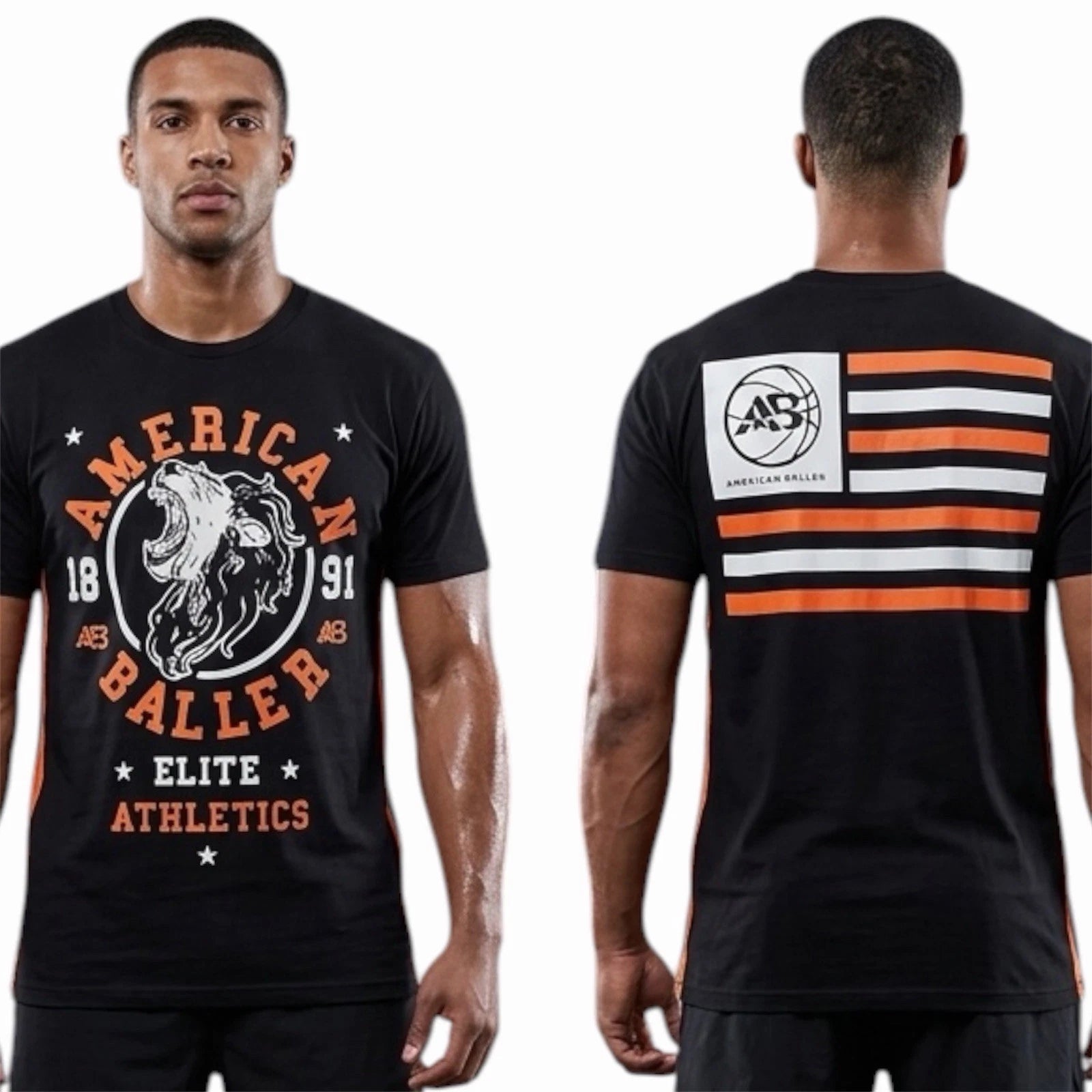$40 AMERICAN FIGHTER BALLER Black ROAR  Athletic Basketball Graphic T-shirt NWT