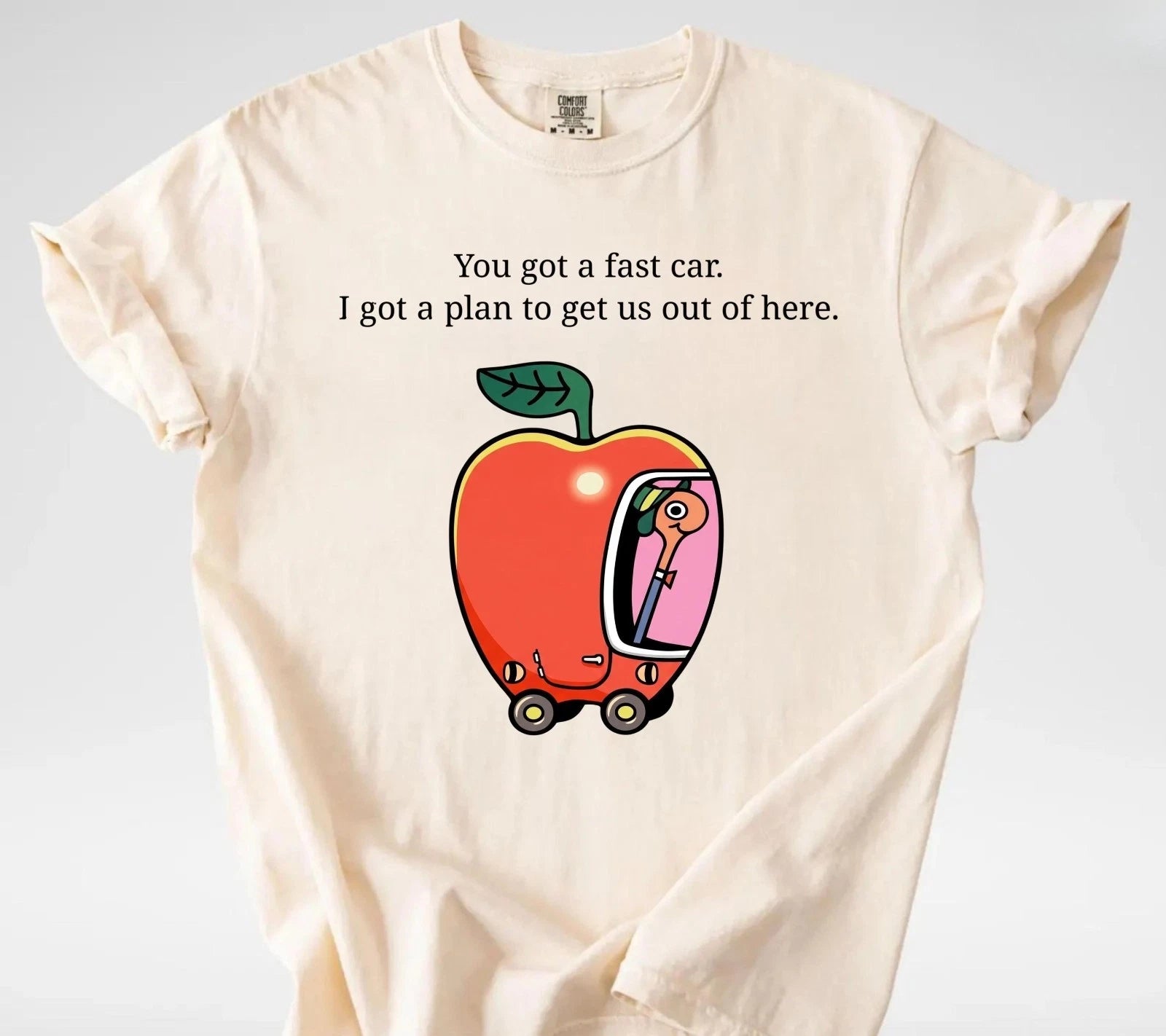 Fast Car T-Shirt, Apple Car Driving Design, Tracy Chapman Quote Tee