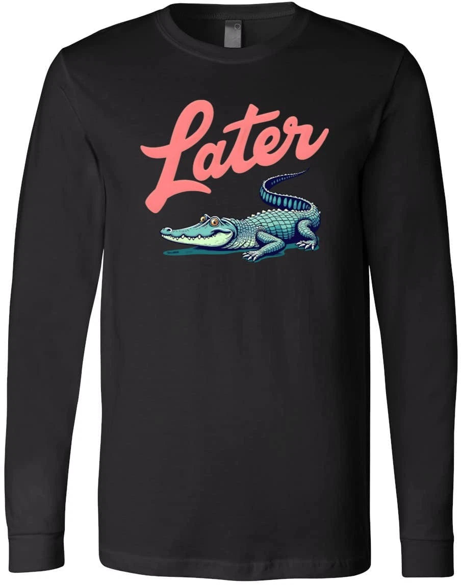 Later Gator Aesthetic Alligator Design Retro Humor Graphic Emerald T-Shirt