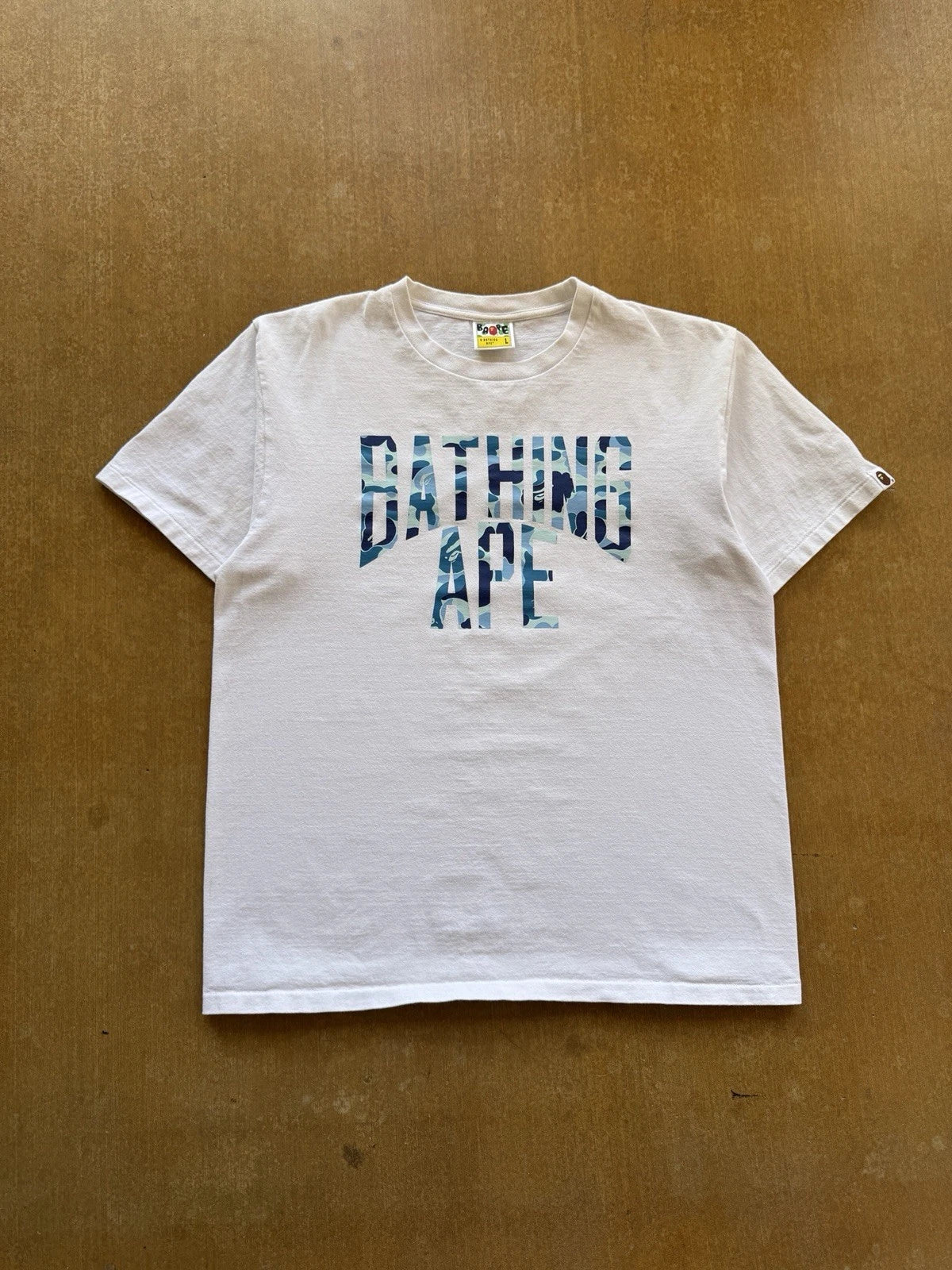 A Bathing Ape Nigo NYC Camouflage Spell Out Streetwear Skater BAPE T-Shirt (L)