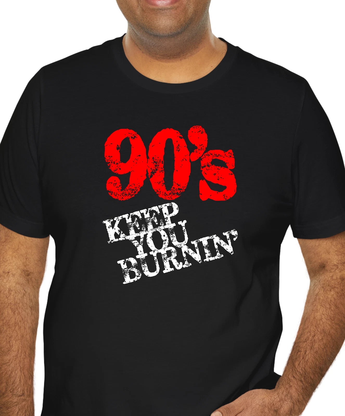 90s Keep You Burnin T-Shirt Men's Retro Industrial Rock Grunge Anime Aesthetic