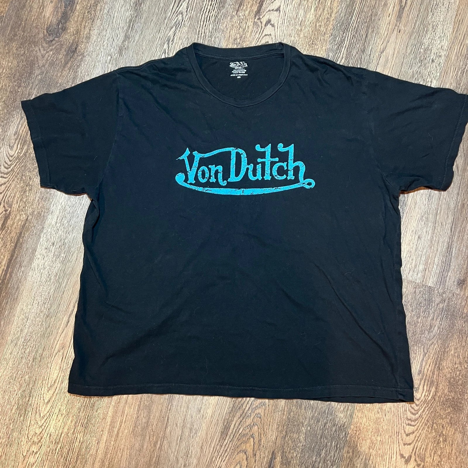 Vintage Von Dutch t shirt black w/blue logo Y2K Skater XXL 100% Cotton