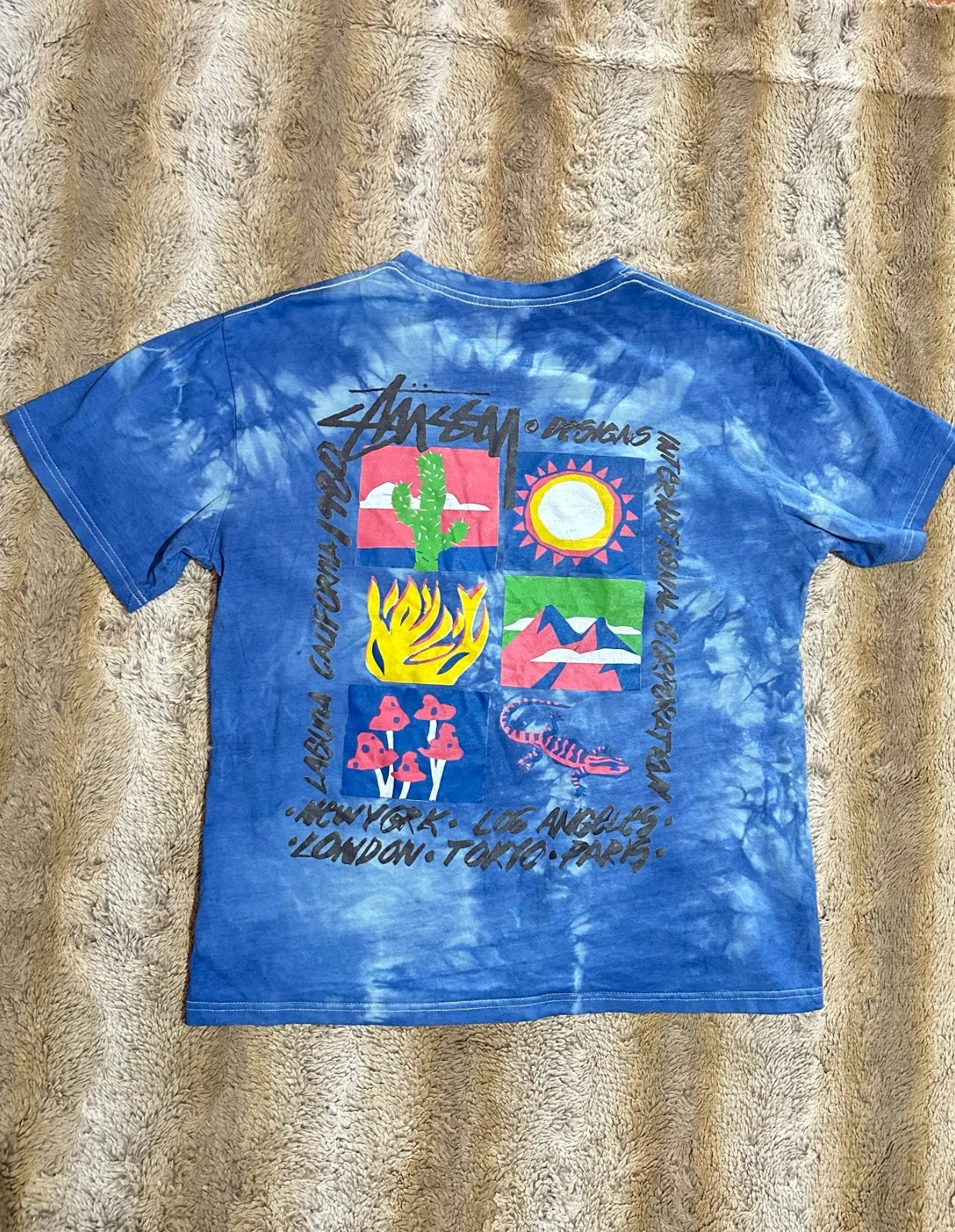Stussy T-shirt Large Mens Custom Y2k vintage blue
