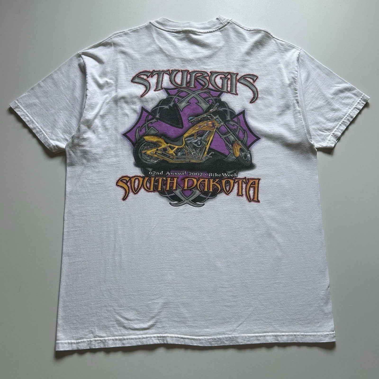 Vintage Y2K Strugis T Shirt Mens Size XL 2002 Bike Week South Dakota Motorcycle