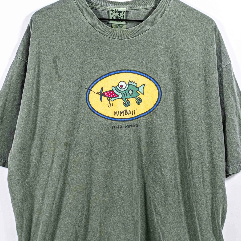 Vtg 2000s Fishboy Dumbass Shirt XXL Santa Barbara Funny Joke Y2K Streetwear