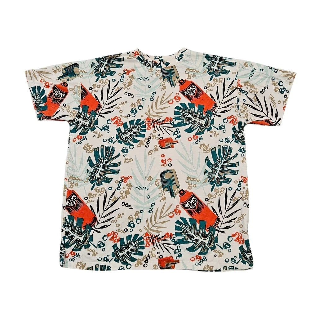 VINTAGE Y2K Akademiks All Over Graphic Print AOP Tropical Palm Top Shirt Large