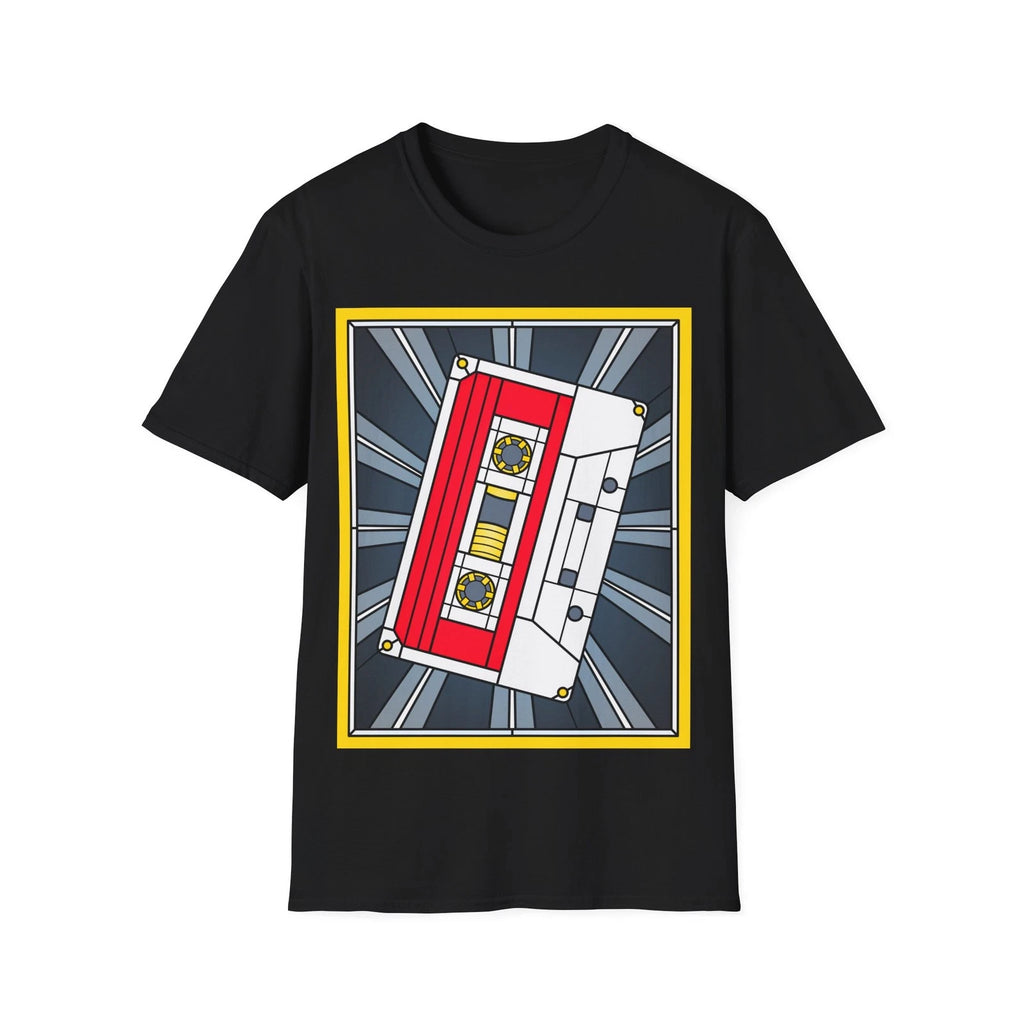 Stained Glass Cassette Tape T-Shirt, 90s Music Fan Gift, Unisex Graphic Tee