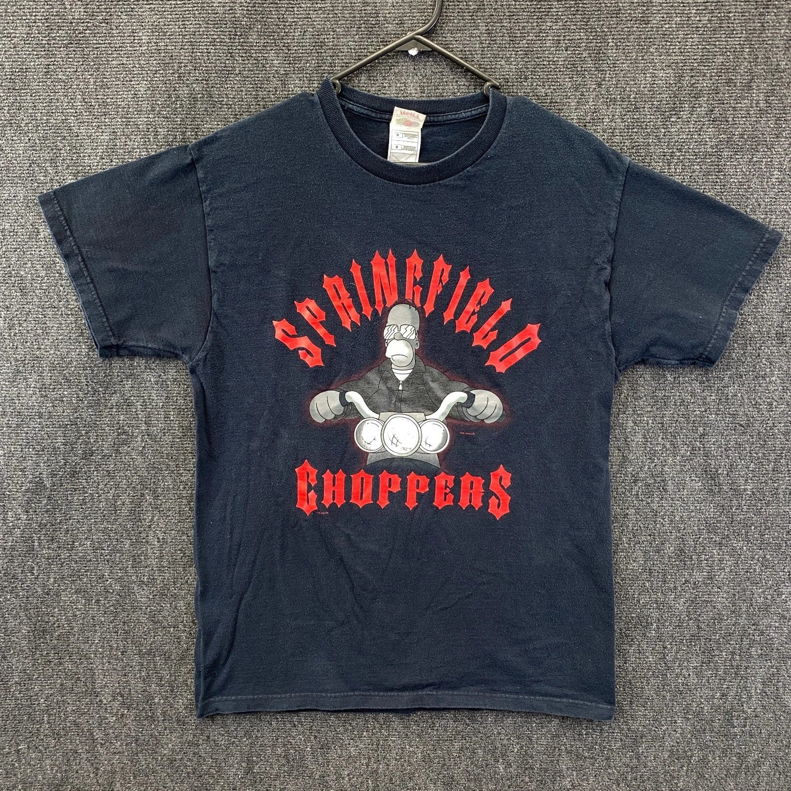 Vintage 2004 The Simpsons Springfield Choppers Homer Adult Medium T-Shirt Black