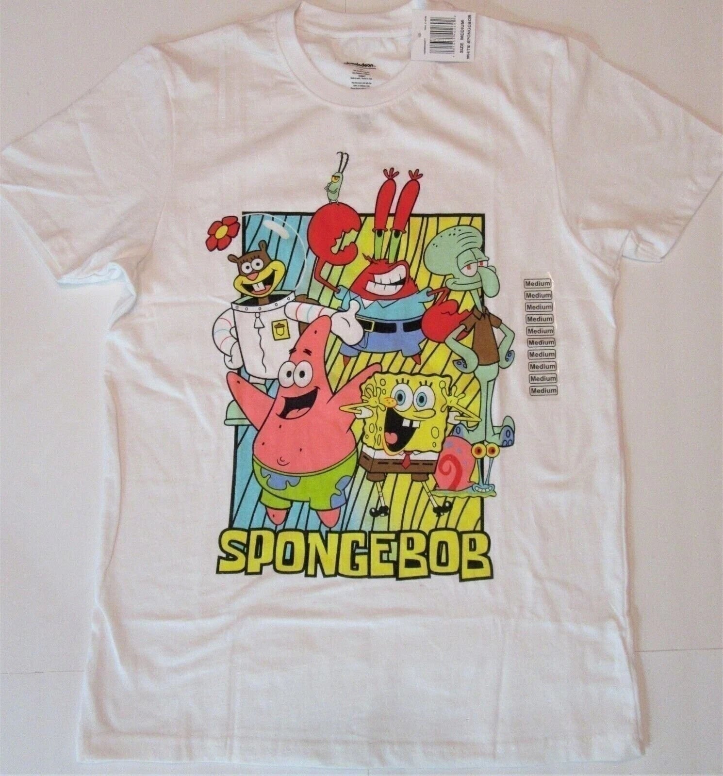 Sponge Bob Square Pants Medium T-Shirt  ~ Size M ~ White T Shirt A