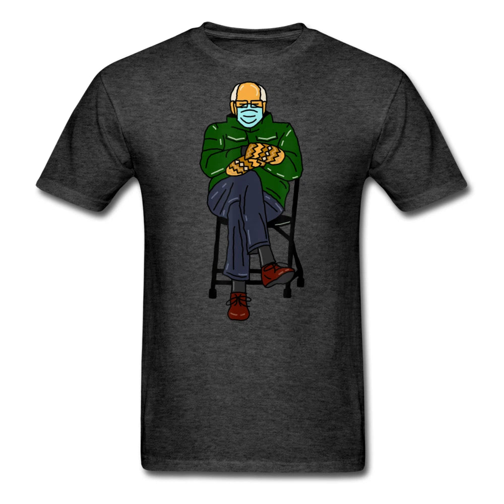 Bernie Sanders mittens meme cartoonized T-Shirt Size S-6XL