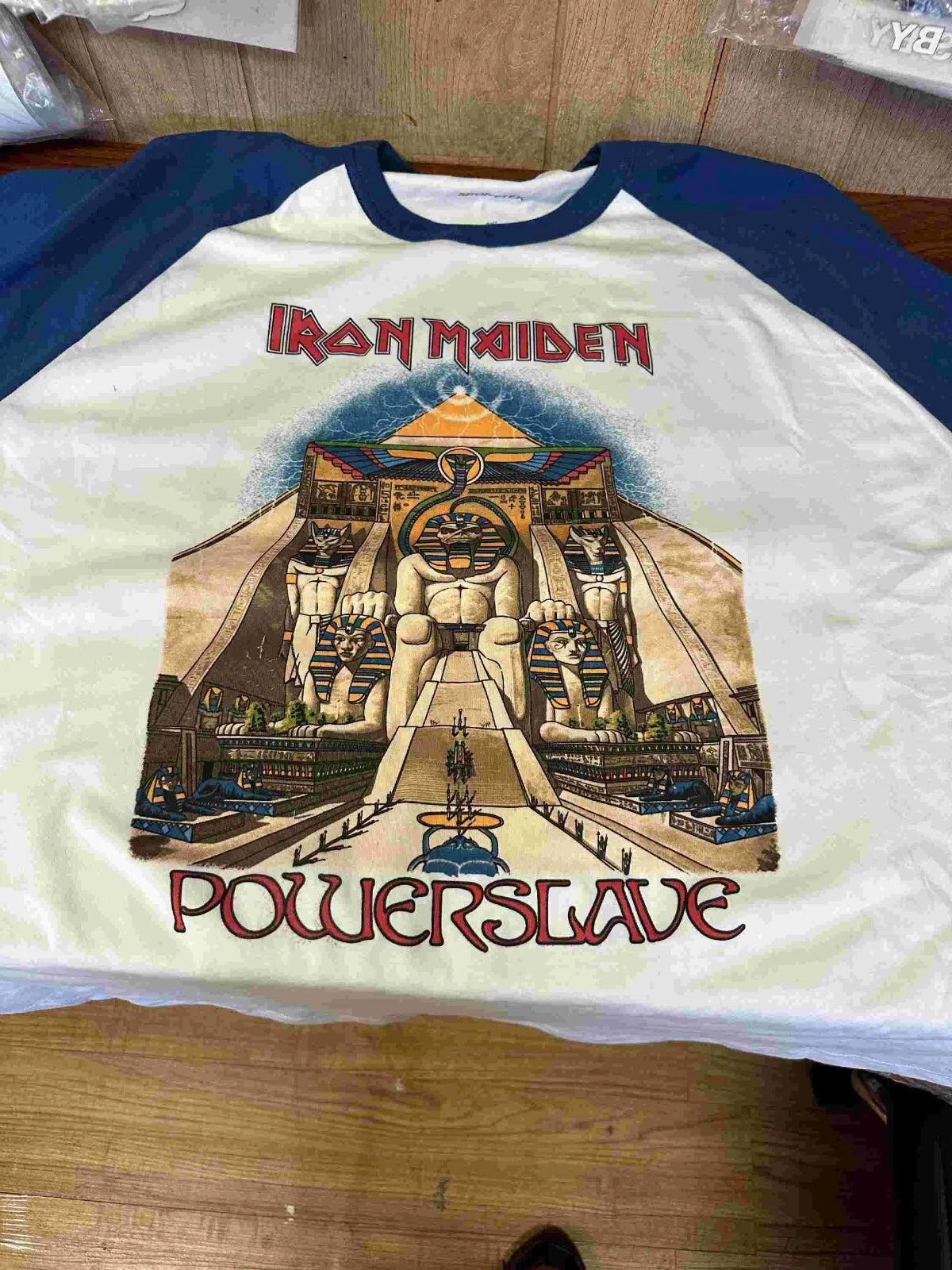 Iron Maiden -  Powerslave Rare White/Blue S to 3XL