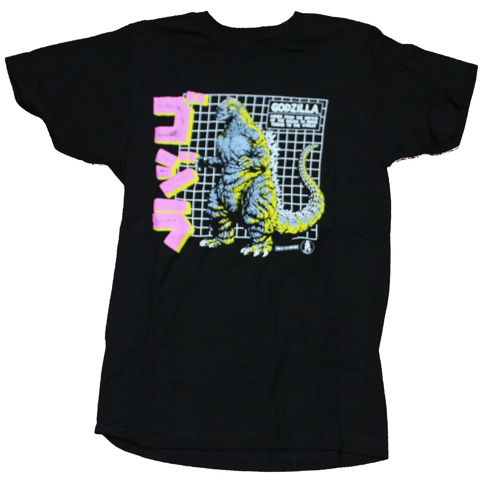 Godzilla Adult New T-Shirt - Godzilla Grid & Pink Kanji