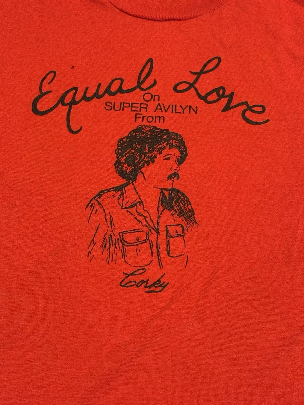 Equal Love 1970s T Shirt Gender Equality Sz L (42-44) Red Vintage LGBTQ