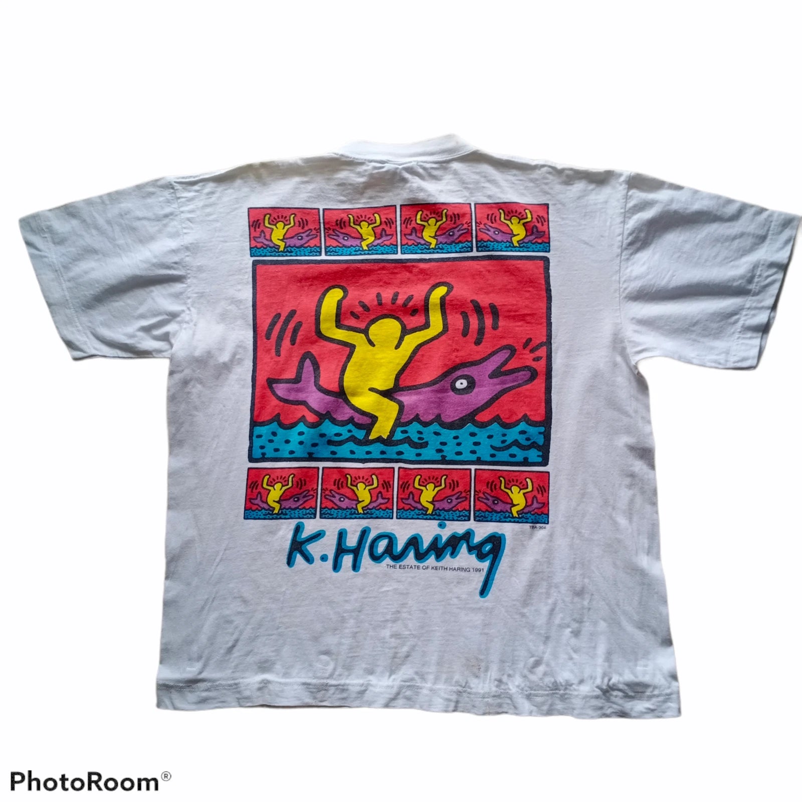 Vintage 90s The Estate Of Keith Haring 1991 Pop Art Dolphin Tshirt Pop Art