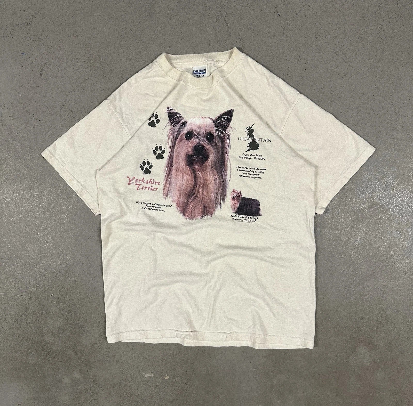 Vintage Y2K Yorkshire Terrier Dog Retro Causal Essential Tee T-Shirt Size Medium