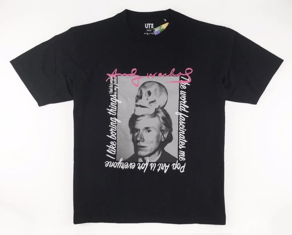 Andy Warhol Self Portrait Shirt Skull QuoteLarge/XL by Uniqlo Pop Art