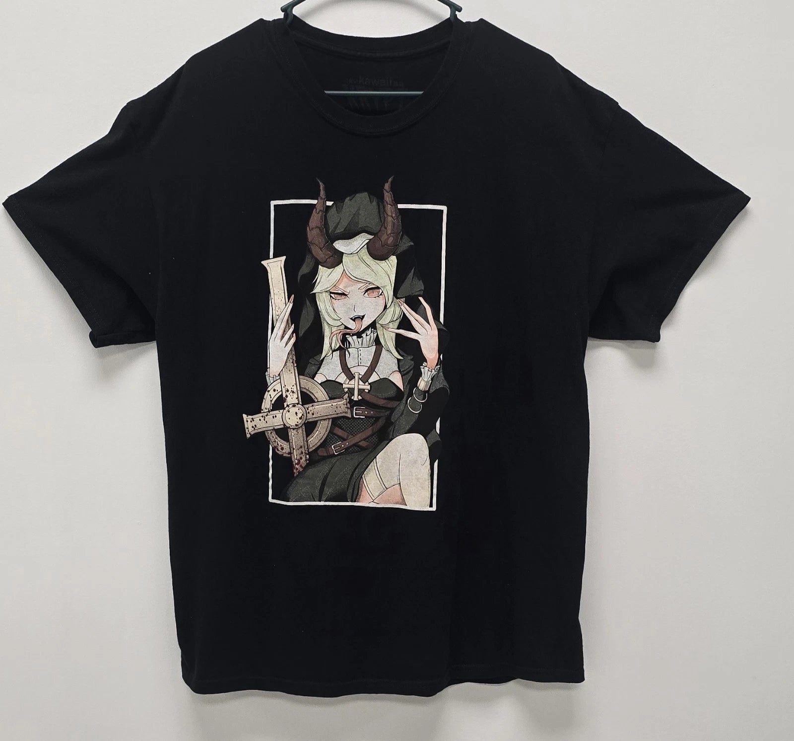 Kawaii Crypt Demon Girl Tee – Size XL – Black – Gothic Anime Aesthetic Shirt