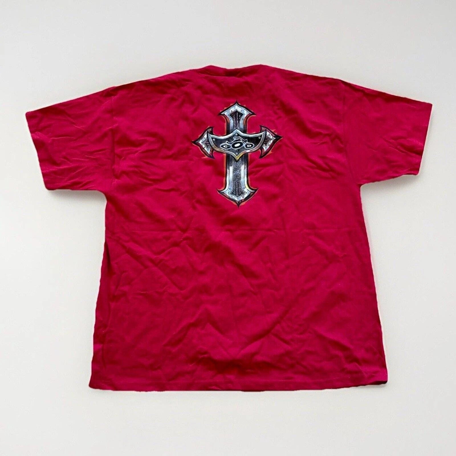 Vintage Jesus Tee Shirt Mens XL Red OCC Orange Country Choppers Sword God y2K