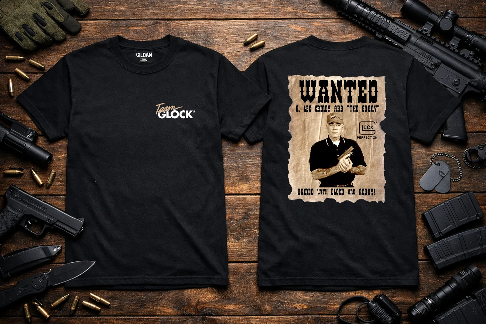 TEAM GLOCK  R.LEE ERMEY “THE GUNNY”  T-SHIRT Small - 5X