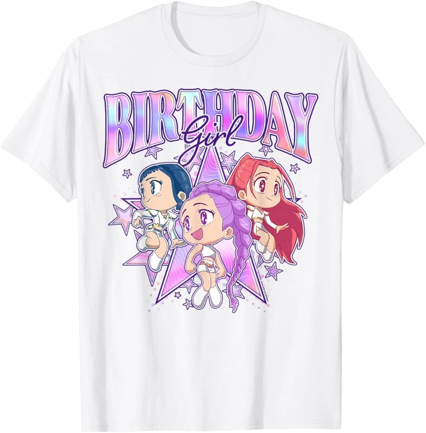 Kpop Demon Hunters Birthday Girl Cute Chibi Group Shot T-Shirt