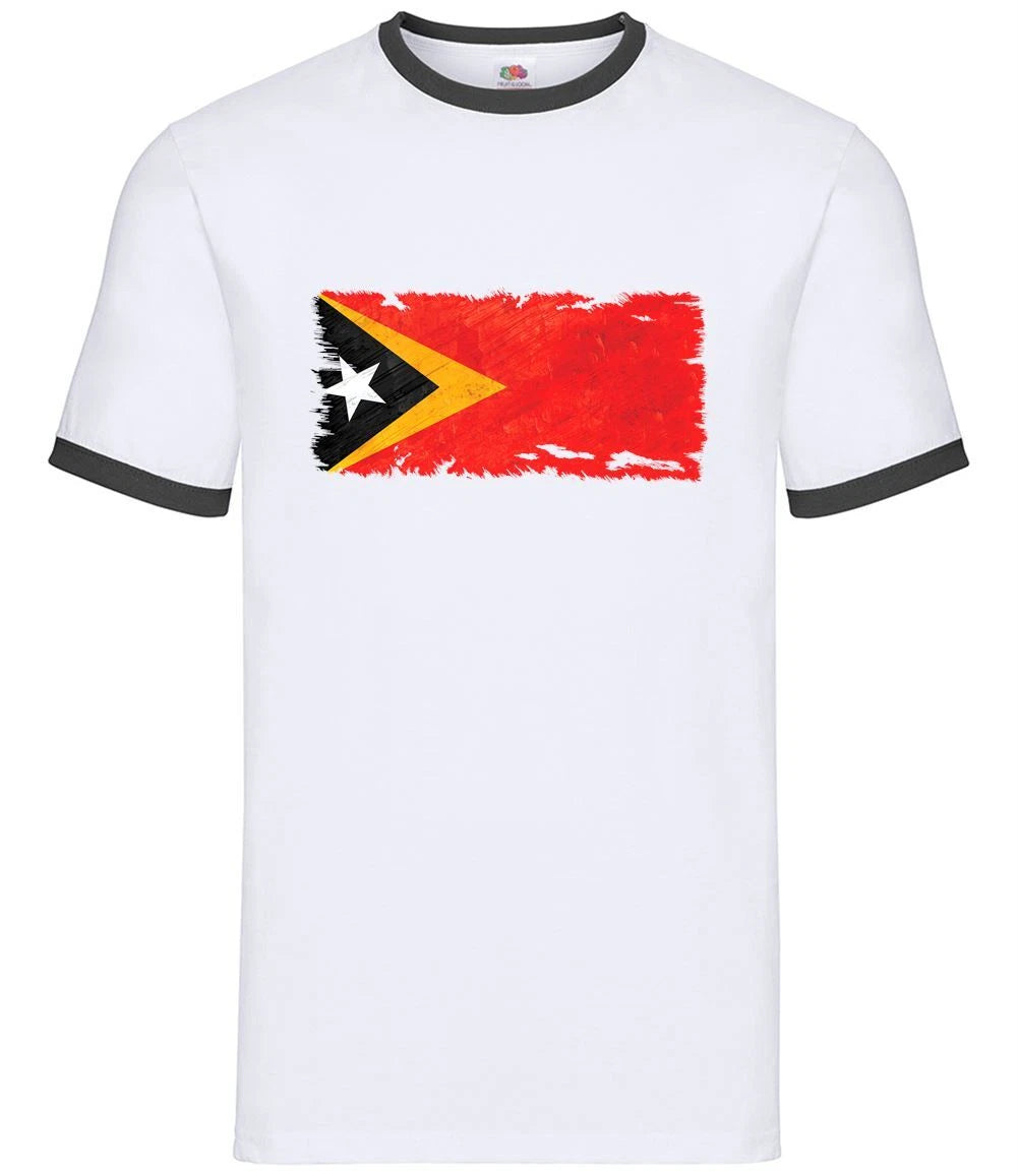 East Timor Grunge Style Flag - Mens Ringer - Timor-Leste Dili Asia Country