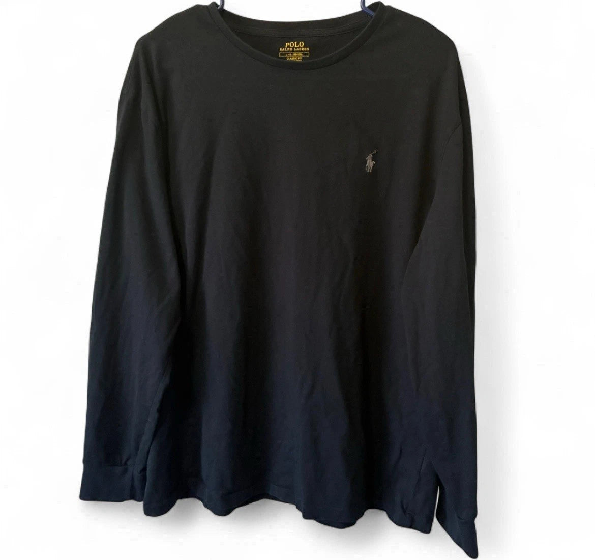 Polo Ralph Lauren Long Sleeve Crew Neck Men Large Black Shirt Minimalist Classic