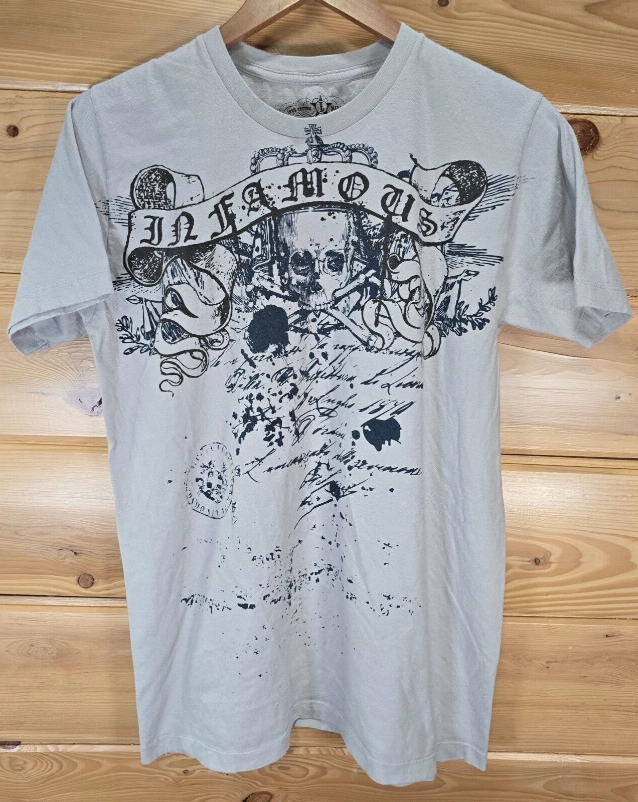 Infamous Y2K Affliction Skull Graphic T Shirt Men Large Grunge Cyber Goth