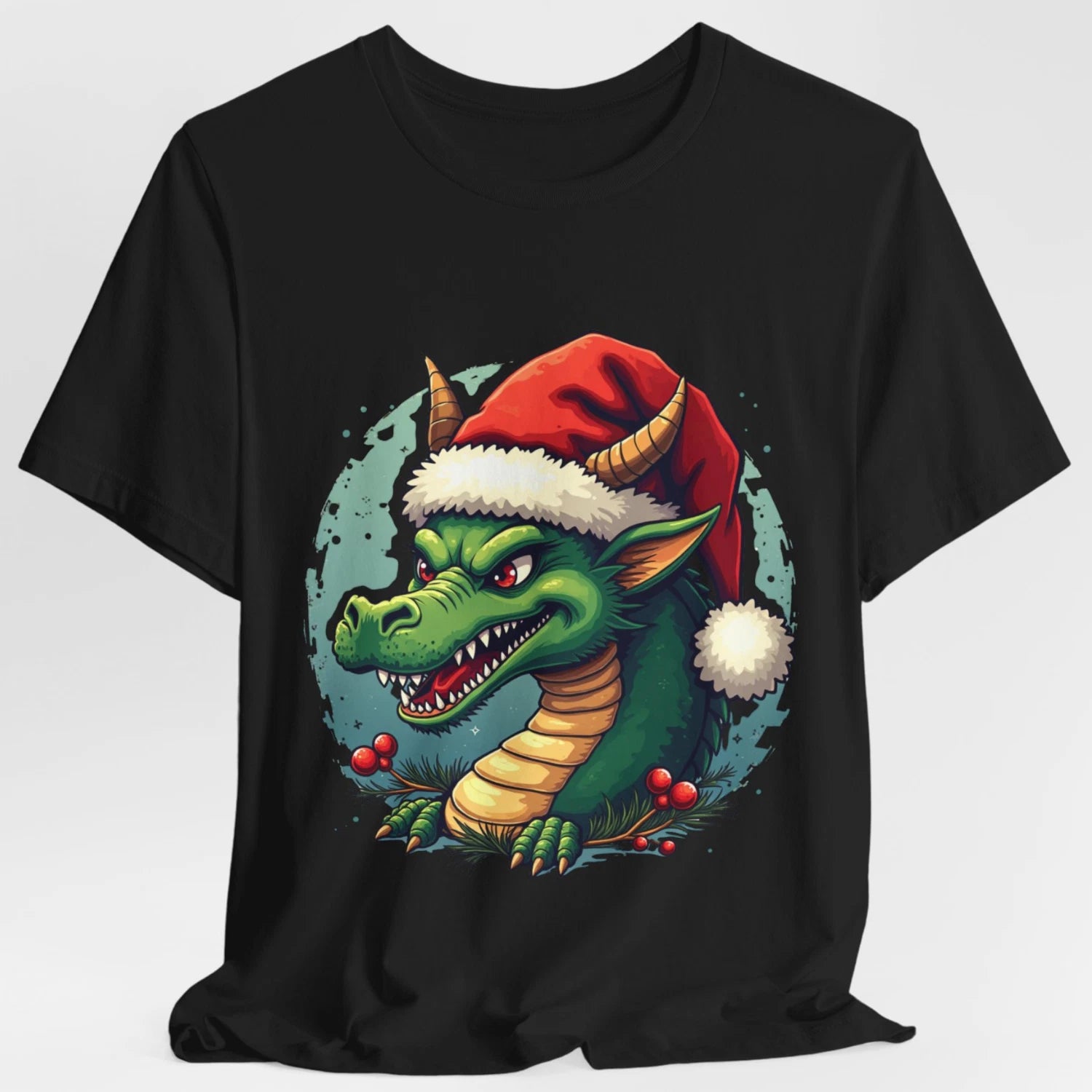 Christmas Santa Dragon T-Shirt, Holiday Tee, Festive Shirt, Unisex Top, Xmas