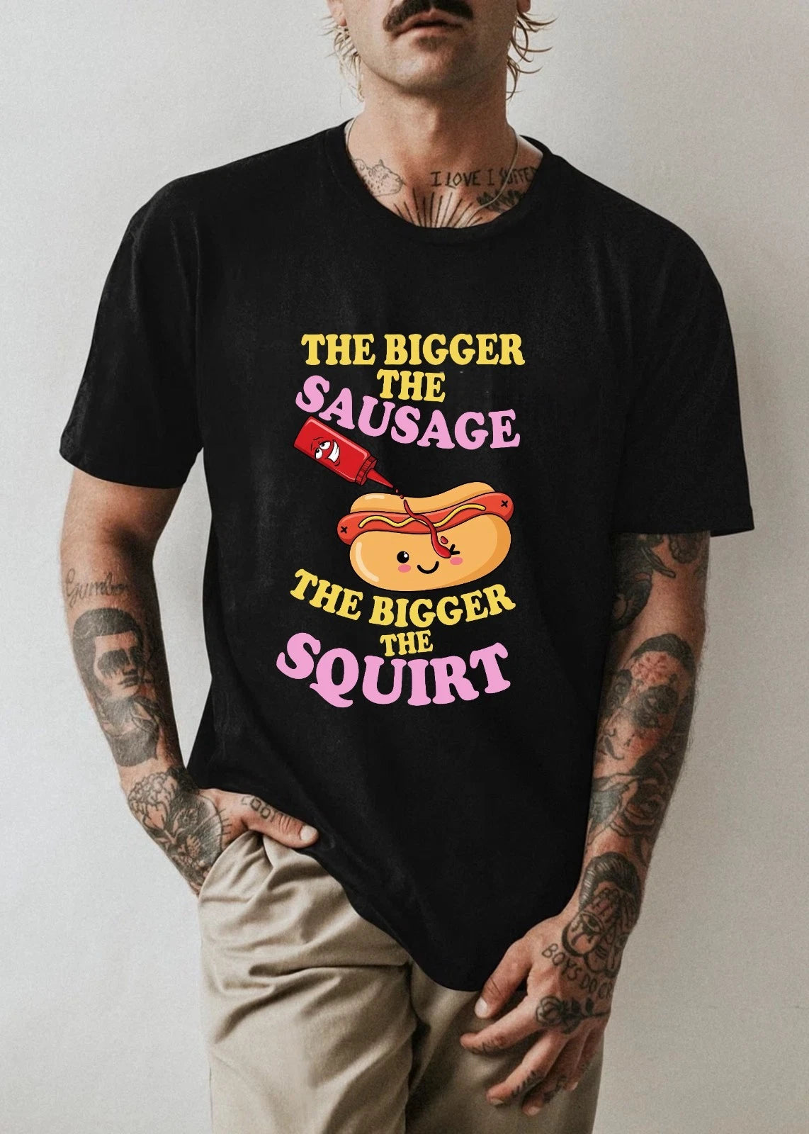 Funny Hotdog Shirt The Bigger The Sausage The Bigger The Squirt  Adult Humor Tee