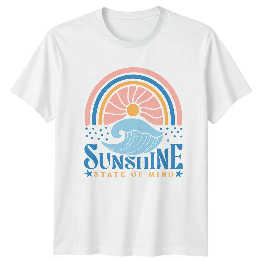 Sunshine State Of Mind Boho Wave Rainbow Graphic T-Shirt