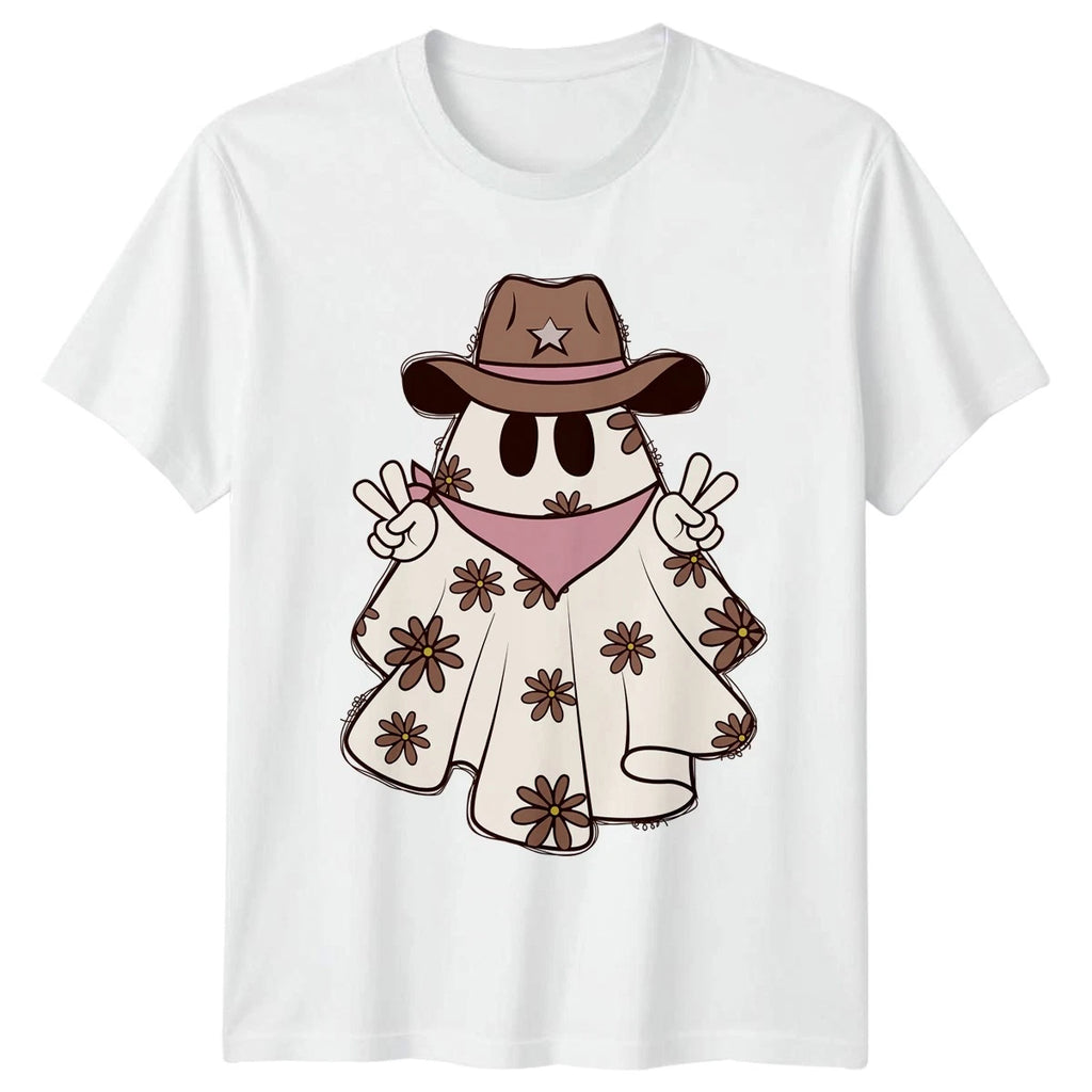Cowboy Ghost Womens T-Shirt Western Halloween Boho Halloween Gift For Her