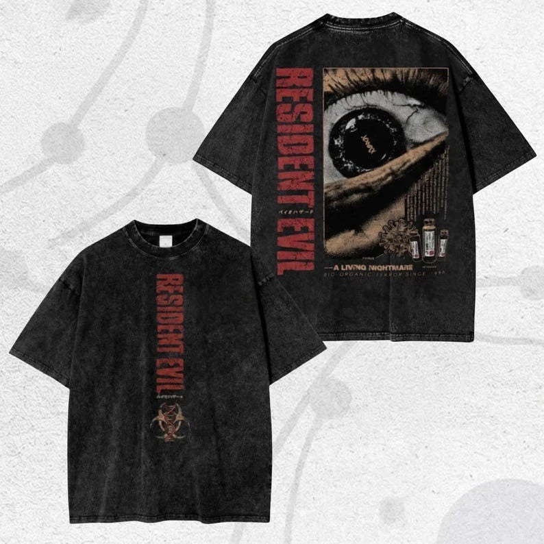 Vintage Washed Fan Gift Streetwear, Resident Evil Shirt, Vintage Horror Graphiv2