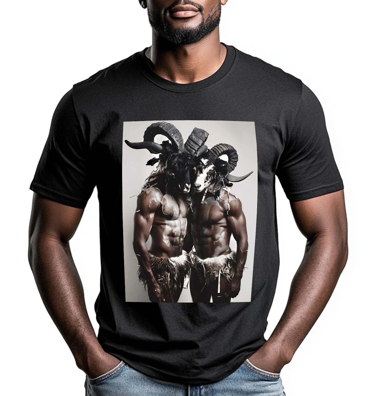 Gay Fashion Hunk Goat T-shirt | Gay Couple l Gay Arts l Gift for Him