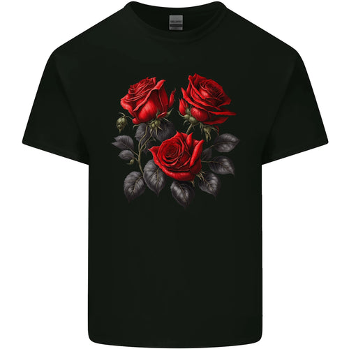 3 Red Roses Gothic Goth Mens Cotton T-Shirt Tee Top