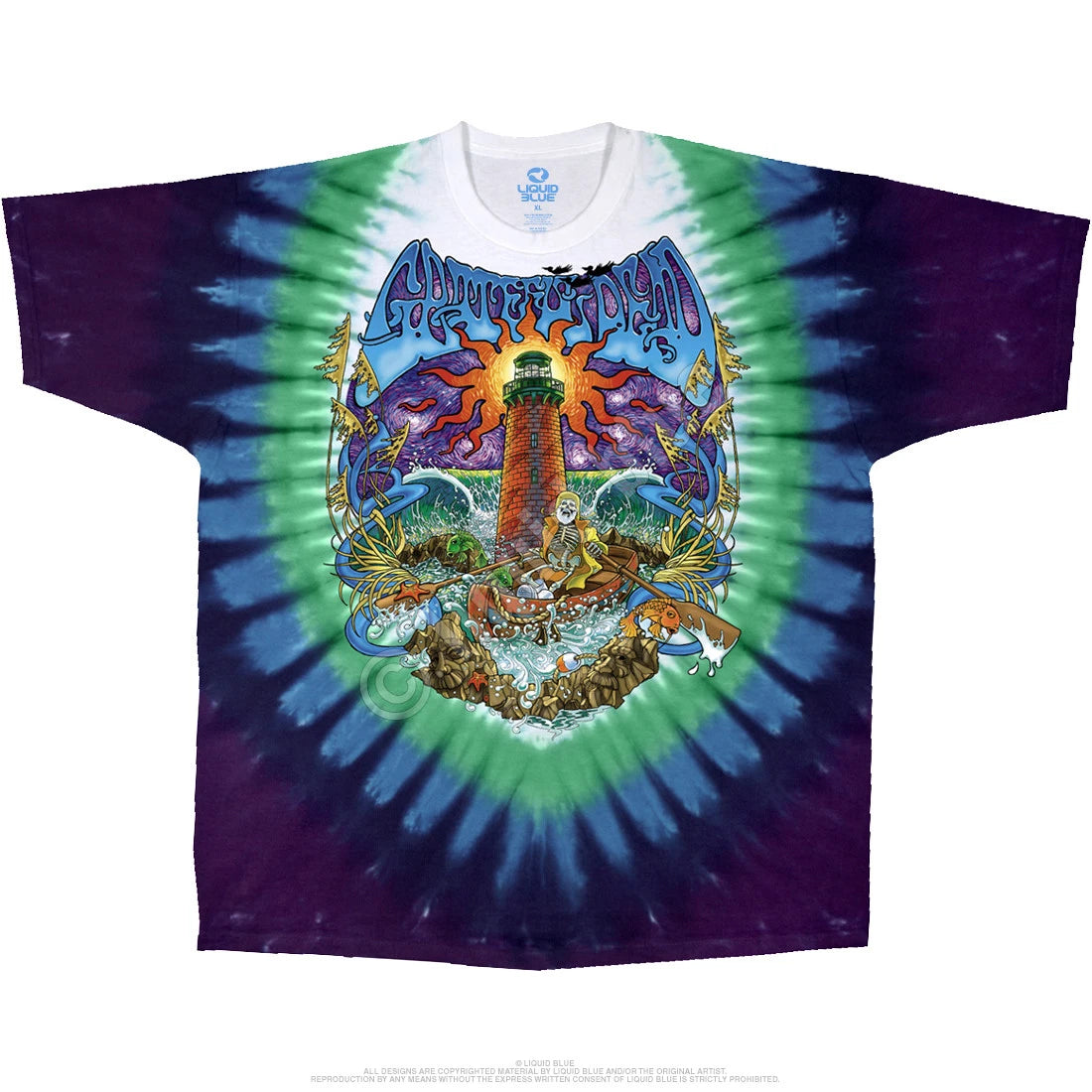 GRATEFUL DEAD-WATCH TOWER-2 Sided TIE DYE T-SHIRT-Garcia-S-M-L-XL-2X Garcia,Wier