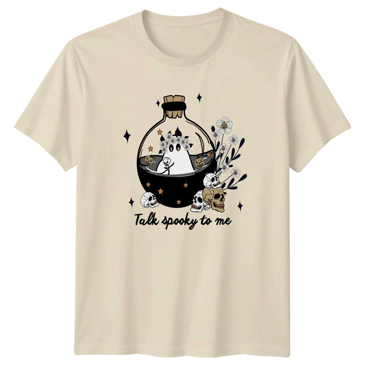 Talk Spooky To Me Womens T-Shirt Cute Ghost Halloween Halloween Gift For Her