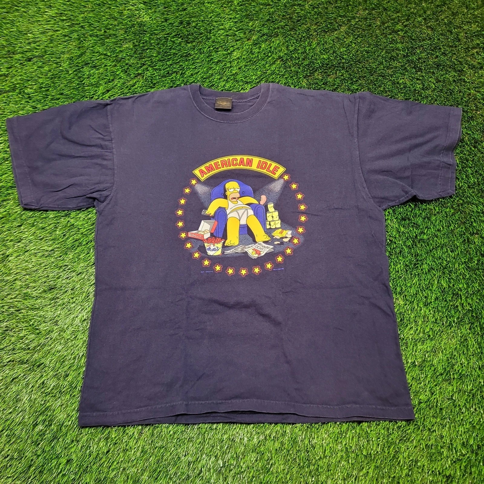 VTG 2002 The Simpsons "American Idle" T-Shirt Mens 2XL Oversized Baggy Y2K