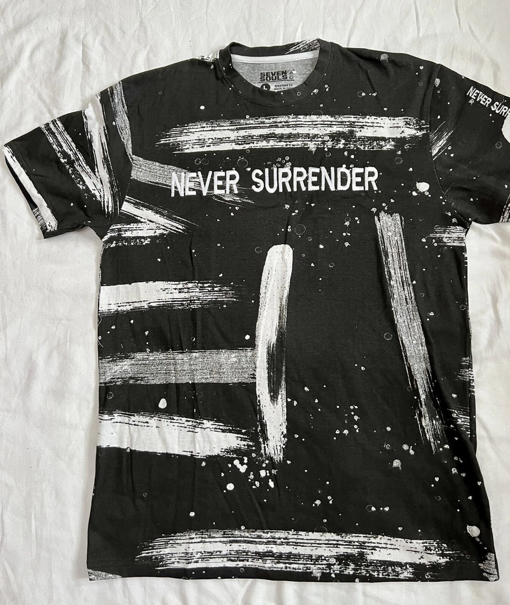 Never Surrender - Seven Souls Pop Art Short Sleeve Men's Shirt Size Large Cotton