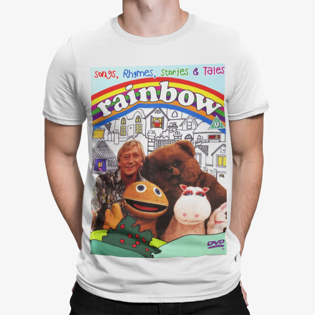 rainbow tv show kids cartoon film movie 80s retro British t shirt