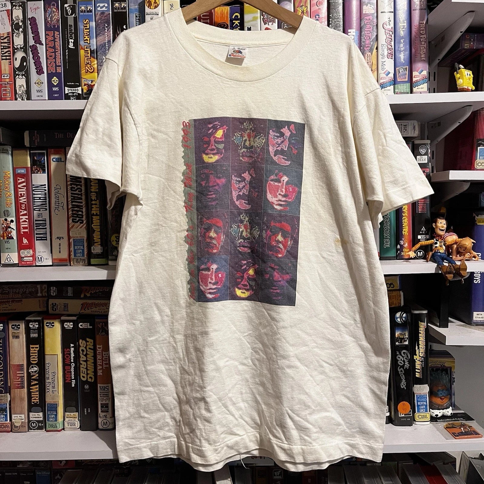 Vintage 1990s 90s Warhol Pop Art Acid Jim Morrison Janis Joplin Hendrix Tee L