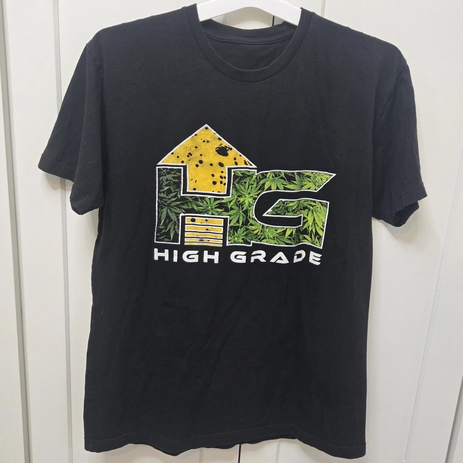 HG High Grade Cannabis Leaf Graphic T Shirt Black Streetwear Marijuana Tee Men's