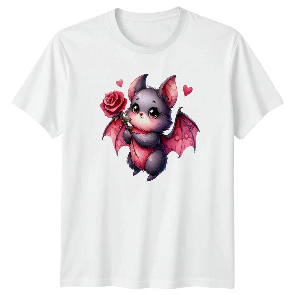 Bat With Rose Valentine�s Day Men�s T-Shirt Women�s Tee Graphic Unisex Top
