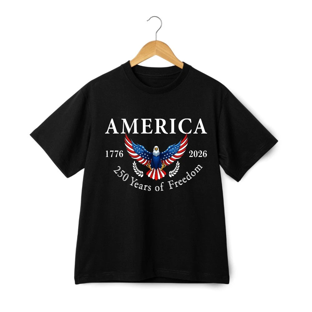 Veterans Washed T-Shirt America 250 Years of Freedom Eagle Military Tribute Tee
