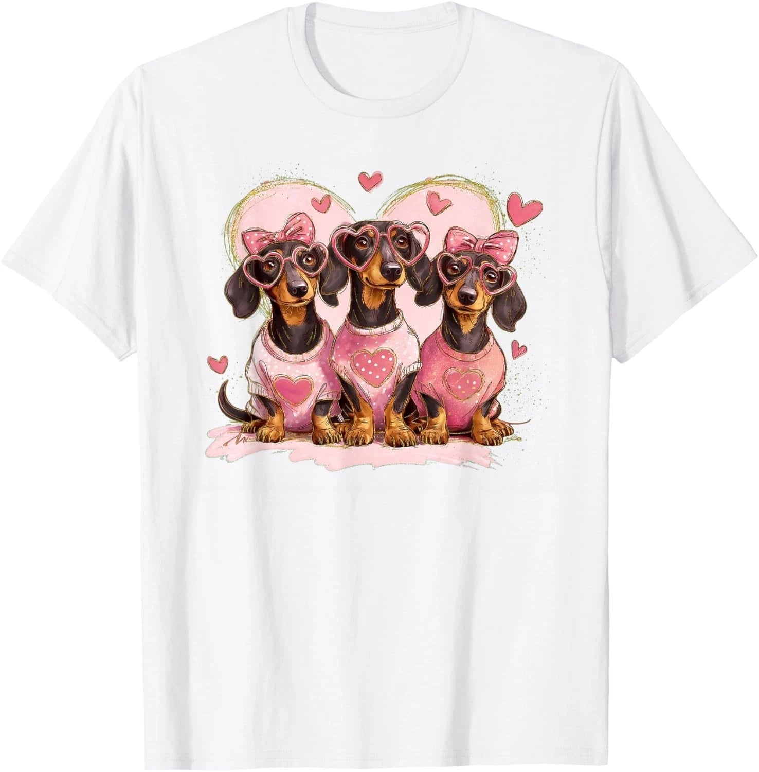 Cute Dachshund Valentines Heart Dog Lover Men Women Kid T-Shirt