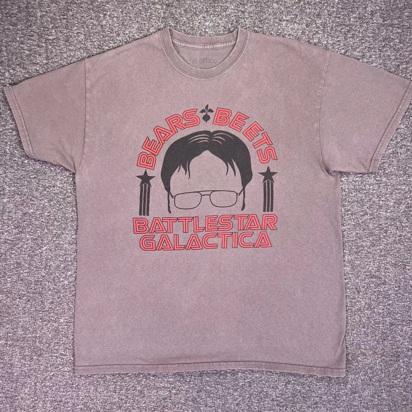 The Office Shirt Mens Large Gray Bears Beets Battlestar Galactica Dwight Funny