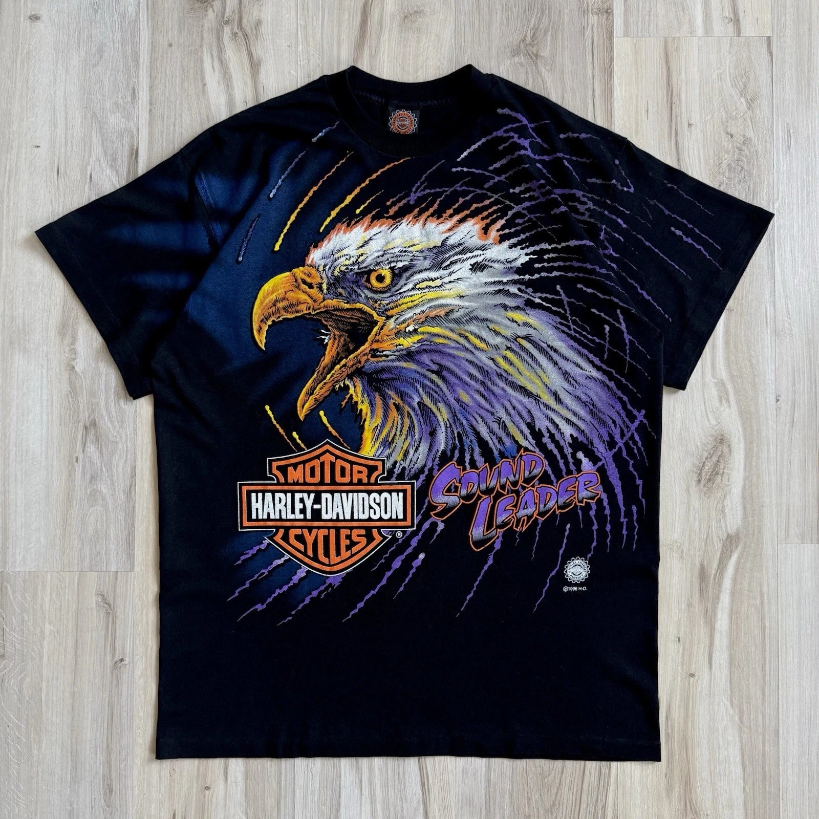 Vintage Harley Davidson 1996 Sound Leader 90s eagle purple biker rare t shirt XL